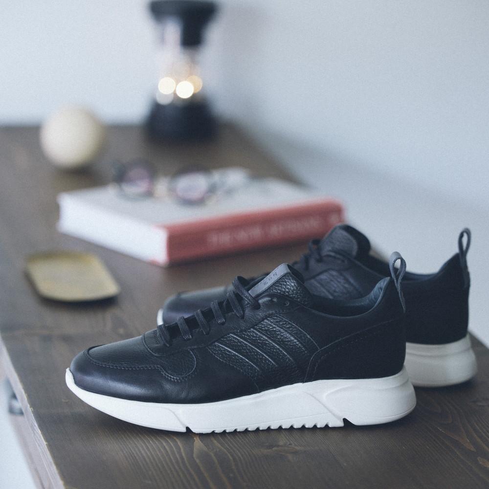"NEW" レザートレーナー ブラックグレイ / Leather Trainer Black Gray ba2