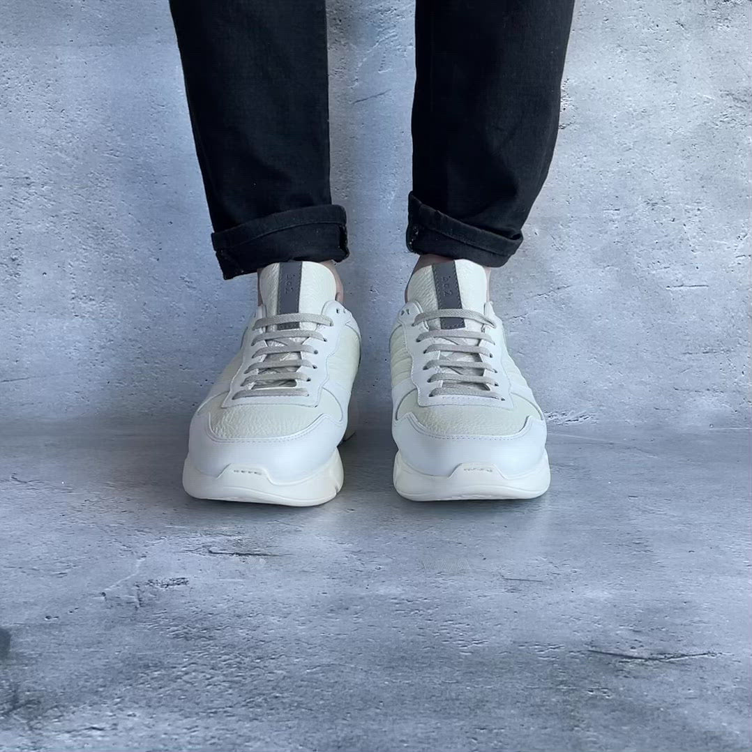 Leather Trainer White Navy / レザートレーナーホワイト・ネイビー – ba2