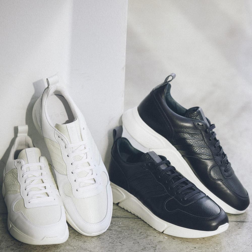 BOSS BLACK 防臭 ライニング付き レザー トレーナー BOSS - Leather trainers with odour-control lining - Black